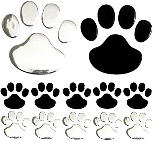 Tky 肉球ステッカー カーステッカー ステッカー デカール エンブレム アニマル 犬 猫 車 セット 立体 人気商品 3d ドレスアップ 2色 12枚 足跡 肉球