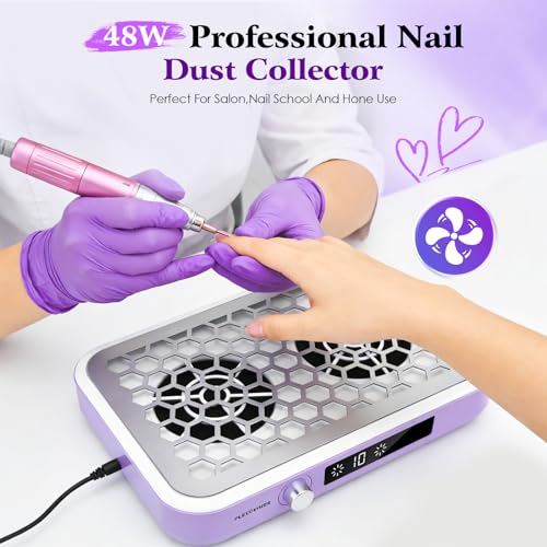Professional Nail Dust Vacuum Cleaner, Nail Dust Vacuum Cleaner 8400 RPM, Nail Dust Extractor Powerful Double Suction with Filter and Handle 10 Speed Adjustable Nail Vacuum Cleaner Manicure