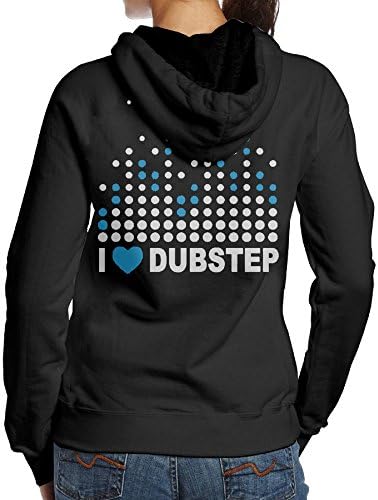 Womens I HEART DUBSTEP - Dj Music Bass Electronica Leisure Particular Hoodie Hooded Sweatshirt Size L Black