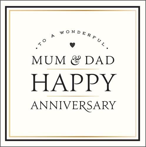 Greeting Card (PIG4503) Anniversary - Wonderful Mum & Dad - Heart - Alice Scott Range - Embossed and Foil Finish
