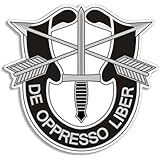 American Vinyl B&amp;W Special Forces De Opresso Liber Shield Shaped Sticker (Military Special Beret Forces)