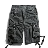 OCHENTA Men's Cotton Loose Fit Multi Pocket Cargo Shorts #3233 Dark grey 36
