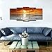 Wieco Art Grand Sight Extra Large 5 Panels Modern Landscape Artwork HD Seascape Giclee Canvas Prints Sea Beach Pictures to Photo Paintings on Canvas Wall Art for Home Decorations Wall Decor