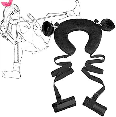 Adjustable Soft Cuff Bracelet Handcuff Tether Pillow for Couple,Black