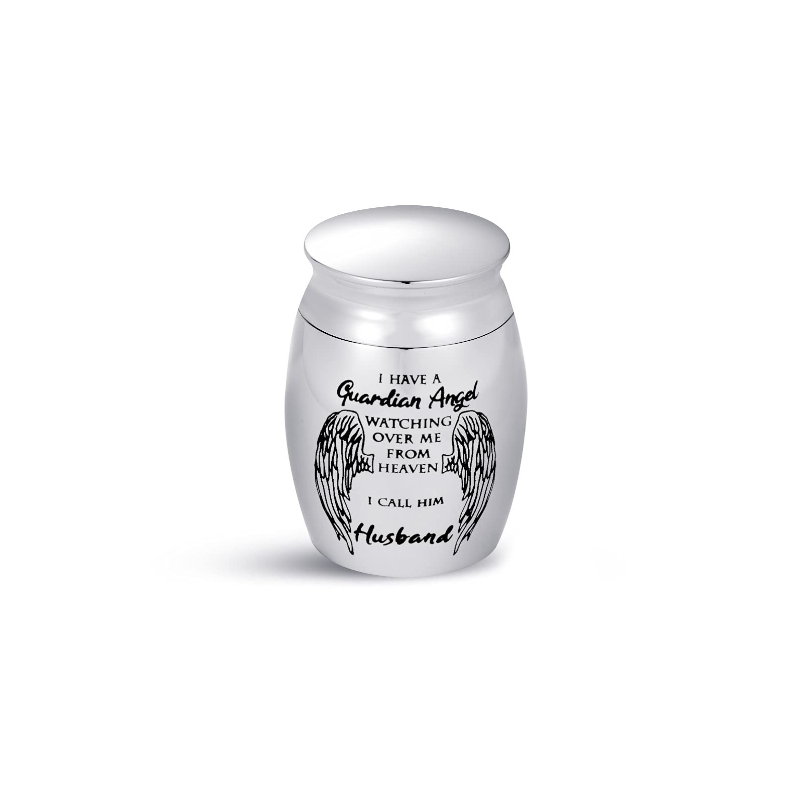 Mini Cremation Urn for Husband Ashes Men Family I Have a Guardian Angel Watching Over Me from Heaven Sepulchral Cinerary Funeral Keepsake Memorial Jar — image 1
