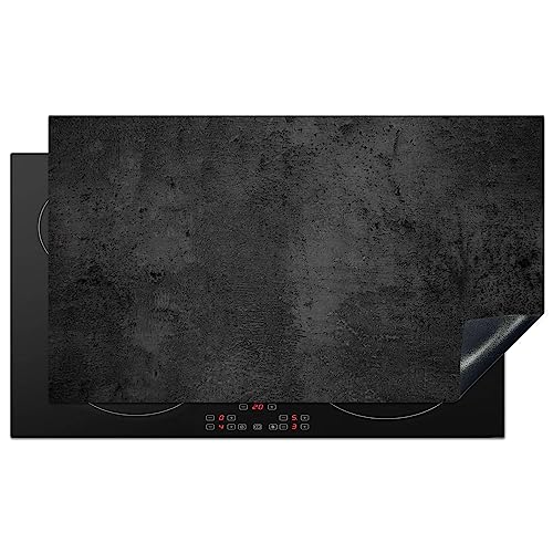 KitchenYeah© Herdabdeckplatte Einteilig Ceranfeld Abdeckplatte für Induktionsschutz Ceranfeldabdeckung Vinyl Herdabdeckplatten Beton - Vintage - Rustikal - Grau