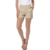 HDE Chino Shorts for Women 4" Inseam Elastic High Waisted Casual Summer Shorts