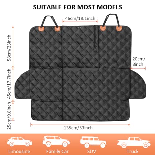 KYG Car Seat Cover for Dogs and Children, Non-Slip, Waterproof, Durable, Scratch-Resistant, Dog Blanket, Rear Seat, Isofix, with 1 Dog Strap, for Most Cars, HGVs & SUVs, 135 x 56 x 45 cm