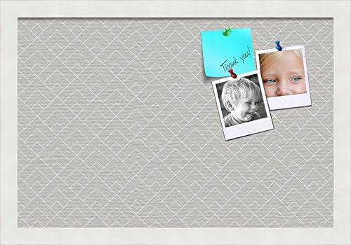 PinPix ArtToFrames 18x12 Custom Cork Bulletin Board. This Peaks Modern Pattern Grey Pin Board Has a Fabric Style Canvas Finish, Framed in Satin White (PinPix-1794-18x12_FRBW26074)