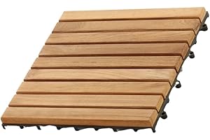 Nordic Style Teak Wood Interlocking Tiles - Wooden Tile Floor Set for Indoor and Outdoor Use - Perfect for Sauna, Patio, Deck