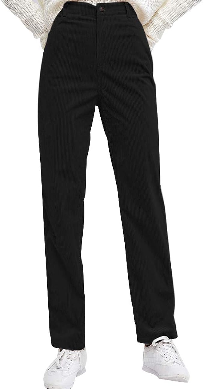 high waisted black corduroy pants