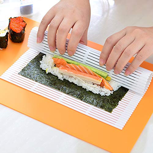 MXY Sushi Rolling Kit Mat Japanese Sushi Making Kit White Plastic With A Mini Rice Paddle (L-8166)