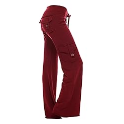 DASAYO Womens Stretchy Flare Leggings Button Wide