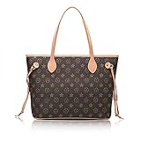 Olyphy Designer Leather Tote Bags for women, Fashion PU Tote Handbags Purse, Top Handle Shoulder Bags,Brown (Flower)