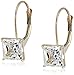 Amazon Collection 10K Yellow Gold Princess Cut Dangle Earrings Made with Swarovski Zirconia (2 cttw)