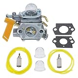 308054043 Carburetor with Fuel Line Filter for Homelite Ryobi RY28000 RY28005 RY28025 RY28020 Poulan Craftsman 30cc 26cc Trimmer Blower ZAMA C1U-H60 Carb Replace 308054013 308054012 308054004 30805400