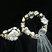 DDazzling Girls Flower Berries Crown Headband Floral Crown with Floral Wrist Band for Wedding Festivals (White)