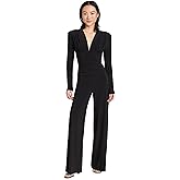 Norma Kamali Women's V Neck Shirred Waist Jumpsuit