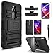 Asus Zenfone 2 Case, Combo Rugged Shell Cover Holster with Built-in Kickstand and Holster Locking Belt Clip Black + Circle(TM) Stylus Touch Screen Pen