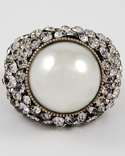 Stretch Pearl &amp; Rhinestone Cocktail Ring