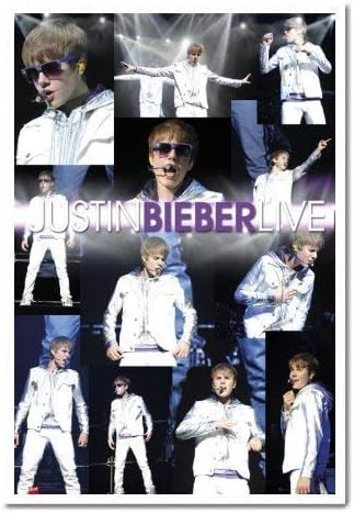 Amazon De Justin Bieber Live Montage Poster Weiss Gerahmt Satin Matt Laminiert 96 5 X 66 Cm Ca amazon de