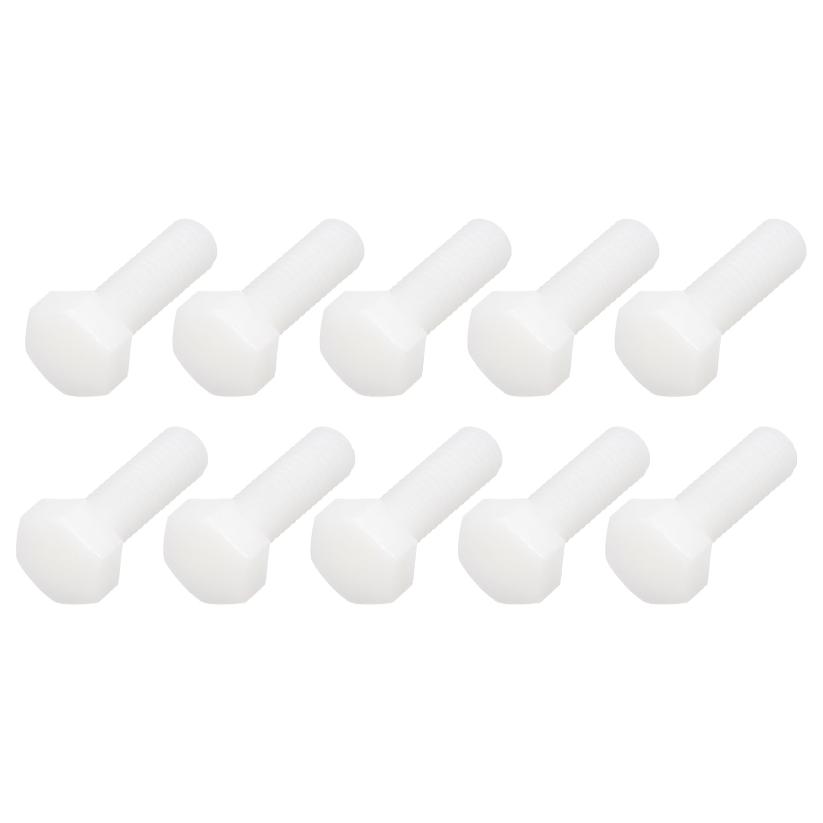 METALLIXITY Nylon Hex Bolts (M8-1.25x25mm) 30Pcs, Plastic Coarse Fully Threaded Metric Hex Head Cap Screw Bolt - for Various Industrial, White — image 1