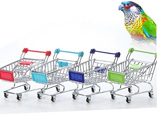 Rainsfloer Parrots Bird Intelligence Toy Mini Supermarket Cart Shopping Trolley