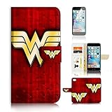 ( For iPhone 7 Plus ) Flip Wallet Case Cover and Screen Protector Bundle A0989 Wonder Woman