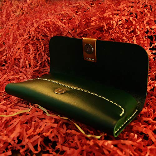 Handmade Genuine Leather Eyeglass Case Holder for Sunglasses & Reading Glasses - Unisex  (Green) - Thumbnail 4