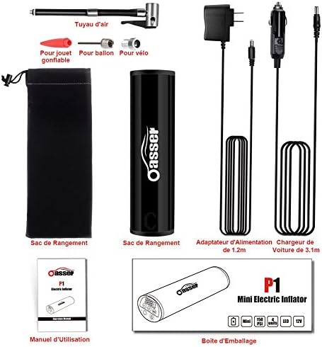 Oasser Compresseur Voiture Portatif Gonfleur Pneus Voiture Compresseur d'air Electrique avec Ecran LCD Lampe LED à Batteire de Lithium-lon 12V 150PSI