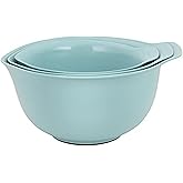 KitchenAid Universal Nesting Plastic Mixing Bowls with Non Slip Base and Pour Spout, Dishwasher Safe, Set Of 3, 2.5 quart, 3.5 quart and 4.5 quart, Aqua Sky