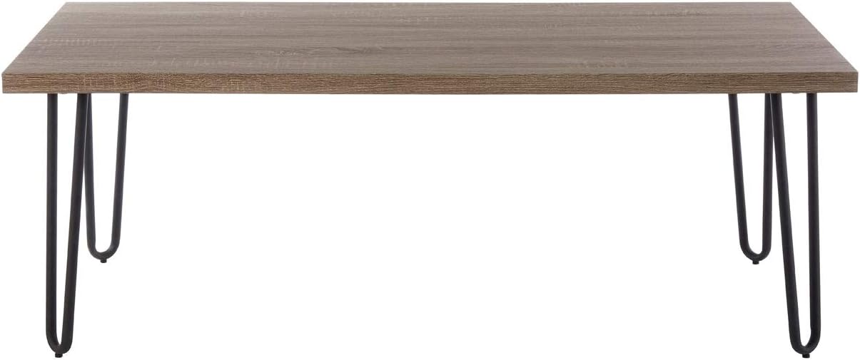 Premier Borough Coffee Table, Faux Wood Veneer, Matte Black Legs