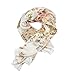 ETSYG 32'' Silk Scarf Women’s White Flower Pattern Large Square Satin Headscarf Headdress
