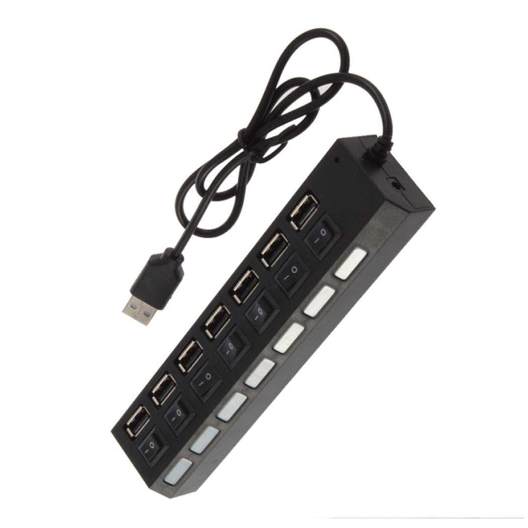 Junio1 7 Porte LED Hub Adattatore USB Interruttore di accensione/spegnimento per PC Laptop USB Hub