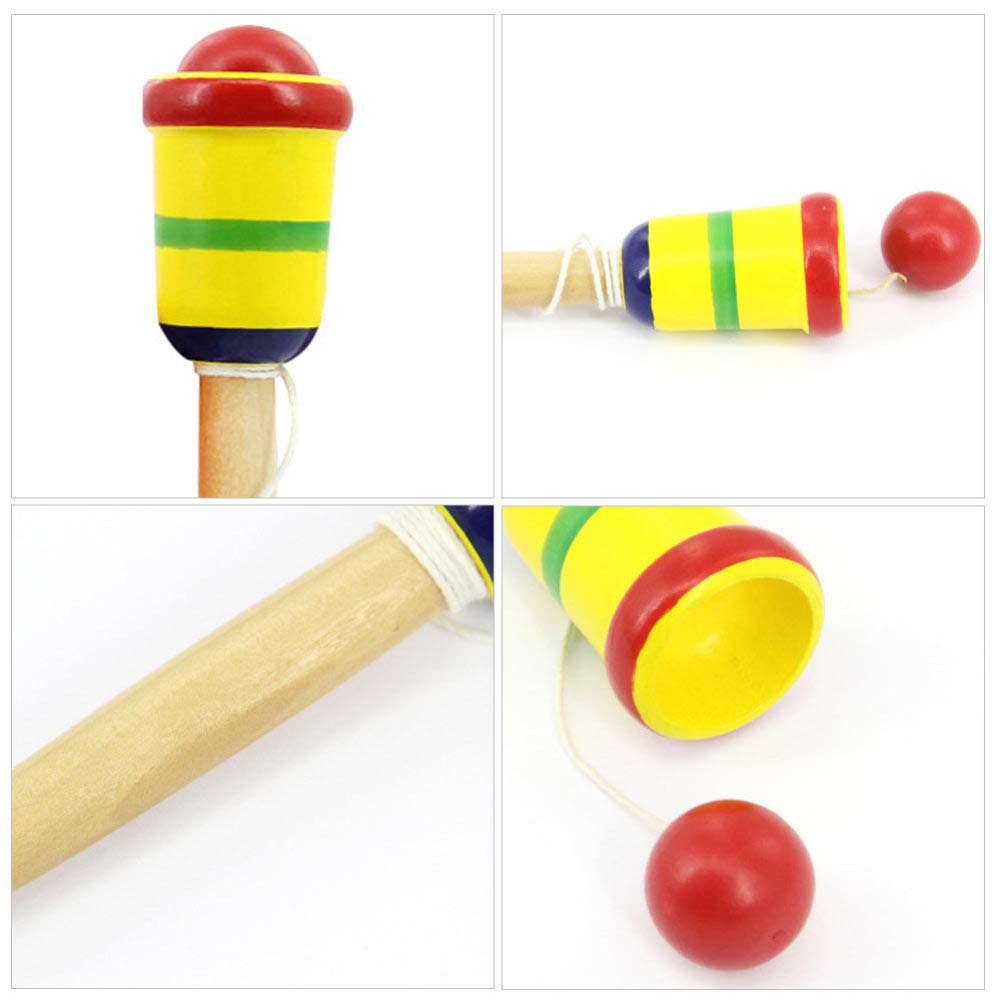 BESPORTBLE Wooden Kendama Toy Kendama Wood Toy Japanese Cup and Ball Catch Ball in Cup Game Traditional Japanese Toss and Catch Skill Game (Random Color)