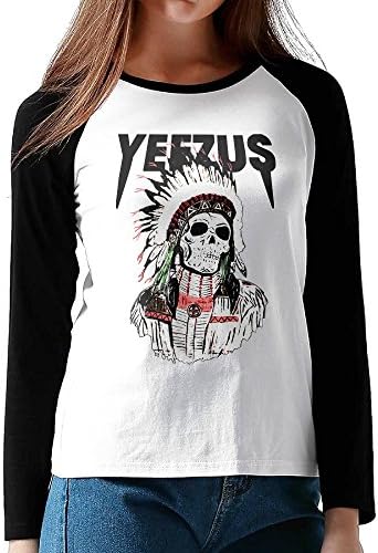 Red Indian Skeleton Yeezus Tour Women Print Long Sleeve Raglan Shirts