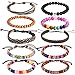 Forever & Ever Leather Chakra Bead Tribal Bracelet - (Unisex) 12 Pack Charm Ethnic Hand Knit Boho String Hemp Wood Beaded Bracelets for Men Women Girls Jewelry Wristbands