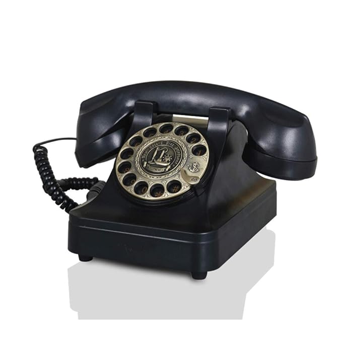 Teléfono antiguo / Gire el teléfono con cable / Home Office Teléfono fijo / Tonos mecánicos L25CM * W19CM * H17.5CM ( Color : Negro )