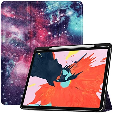 Etmury PU Leather Flip Case for iPad Pro 12.9 Inch 2018 Slim Trifold Stand Cover with Auto Wake/Sleep and Rugged Translucent Back Cover Support 2nd Gen iPad Pencil Charging for iPad Pro 12.9" 2018,04