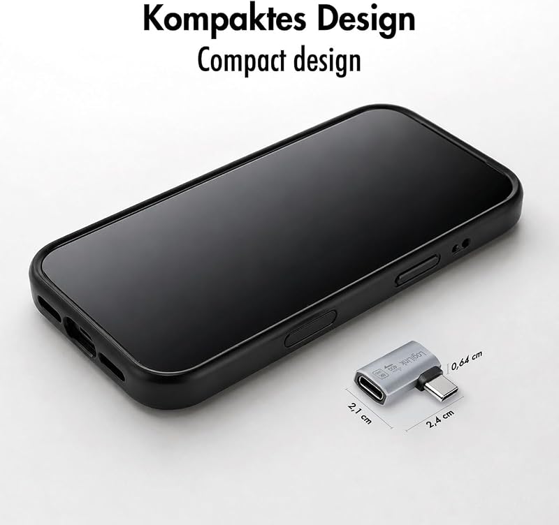 Adaptador USB 4 Tipo C 90° (Izquierda/Derecha), Transferencia de Datos de 40 Gbit/s! PowerDelivery 240 W, vídeo con 8 K/60 Hz, Macho-Hembra, Aluminio, Color: Plateado