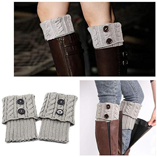beifon 3 paar beenwarmers voor dames, gebreide beenwarmers, warme wintergebreide beenwarmers, korte knopen, beenwarmers… - Image 5