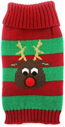 DOGGYZSTYLE Christmas Stripe Reindeer Pet Dog Clothes Puppy Winter Sweater Jumper Costume Coat (XS, Reindeer)