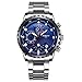 NIBOSI Men's Watches Luxury Sports Chronograph Waterproof Military Quartz Stainless Steel Wristwatches Blue Color