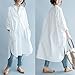 Yesno QE2 Women Long Button-Down Shirts Dress Casual Maxi Loose Hi-Low 100% Cotton,One Size,White,One Size,White