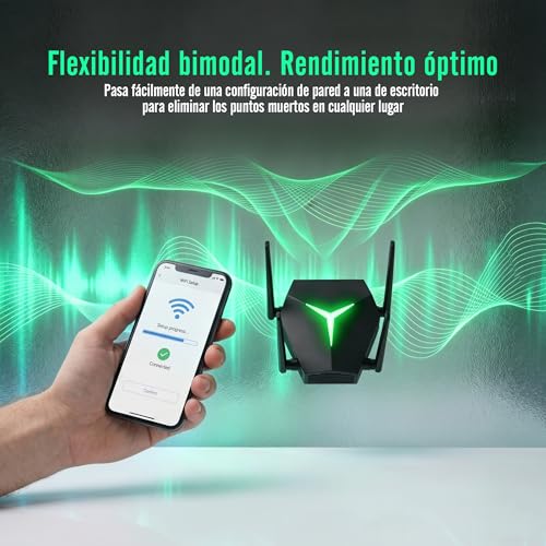 WiFi Repeater AC1200 1200Mbps, 1115㎡ Wide Coverage WiFi Extender, Supports 100+ Devices Simultaneously, 4 Antennas MIMO Technology & Ethernet Port