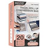 20 Travel Compression Bags Vacuum Packing, Roll Up