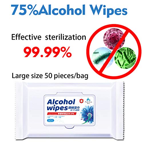 Disinfectant Wipes, 75 Alcohol Cleaning Wet Wipes(1 Pack,50 Wipes,8"x6"), Daily Disinfecting