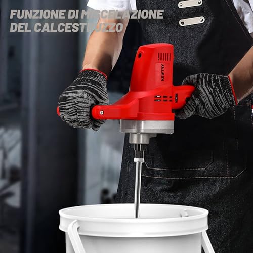 NEWTRY Electric Masonry Mortar Trowel Portable Plaster Smoothing Trowel for Wall Finishing with Sponge Sandpaper Replacement Discs 220V CE