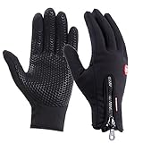 UPhitnis Windproof Touchscreen Gloves for Men Women, Adjustable Non-Slip Water-repellent Winter Gloves for Texting Cycling Skiing