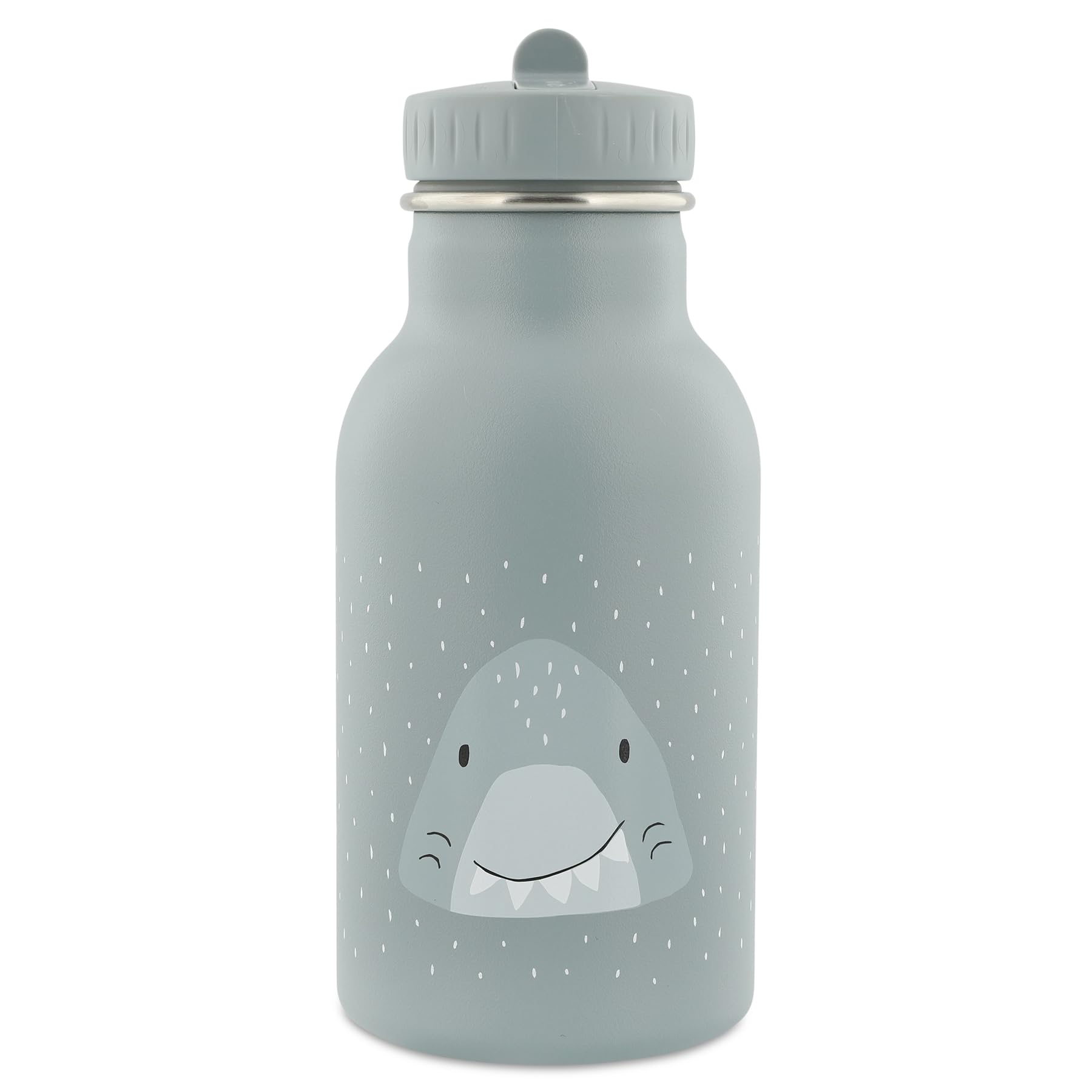 Trixie Drinking Bottle - Mr. Shark - 350ml Stainless Steel Water Bottle for Kids - Grey - Leakproof - Eco-Friendly and BPA-Free